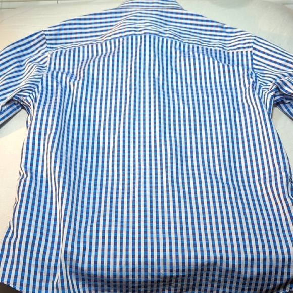 Bugatchi Blue and Brown Casual Button Down Shirt - Picture 4 of 16